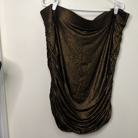 Torrid Gold Shine Shirred Bandage Mini Skirt Size 4 - Picture 4 of 12